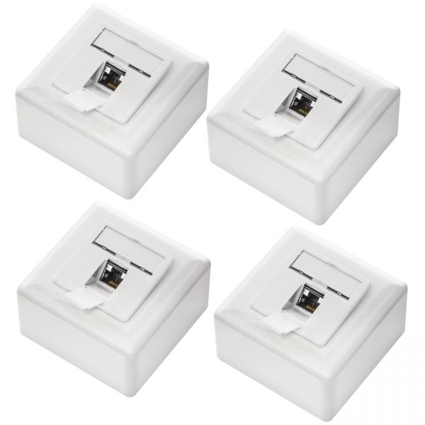 deleyCON 4x CAT6a Netzwerkdose 1x RJ45 Port Geschirmt Aufputz Unterputz Ethernet