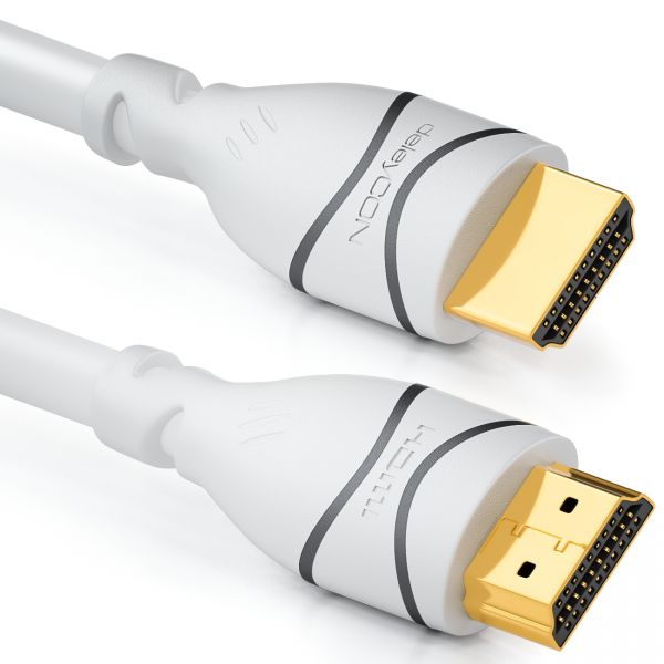 deleyCON 5m HDMI Kabel HDMI 2.0 kompatibel 4K UHD 2160p FULL HD 1080p 3D Weiß