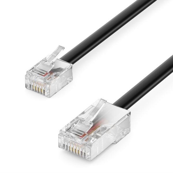 deleyCON 50m Telefonkabel RJ11 auf RJ45 Modularkabel DSL VDSL Internet Schwarz