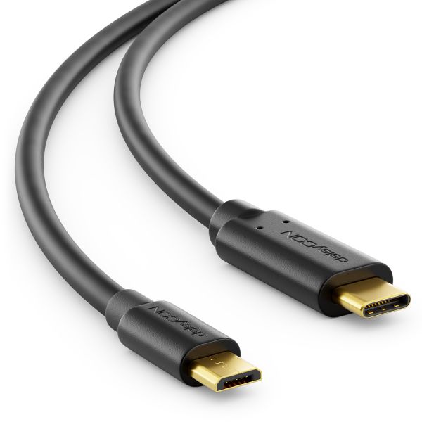 deleyCON 5m USB C Kabel Datenkabel Ladekabel USB 2.0 micro USB zu USB-C Handy