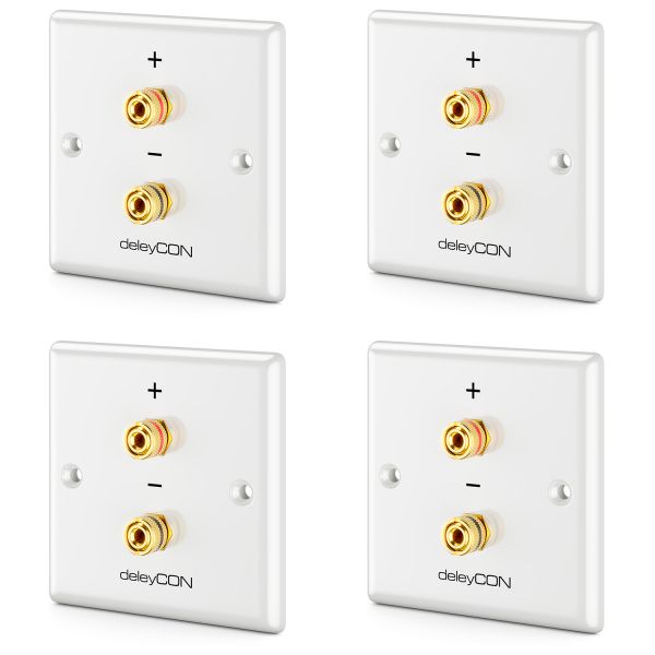 deleyCON 4x Multimedia Lautsprecher Anschlussdose Wandplatte für 1 Lautsprecher
