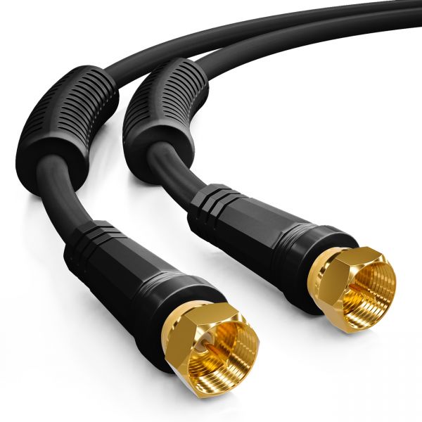 deleyCON 2m SAT Antennenkabel Koaxialkabel Ferritkern HDTV DVB-S DVB-S2 Schwarz