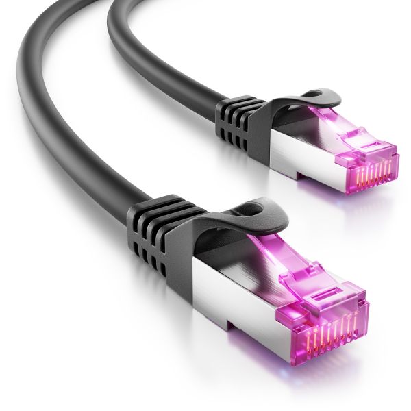 deleyCON 3,0m CAT7 Outdoor-Patchkabel (S/FTP, UV-beständig) schwarz
