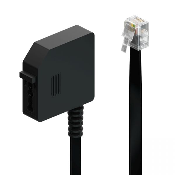 deleyCON 0,2m Telefon Adapter RJ11 Stecker 6P4C auf TAE-F Buchse Flachkabel