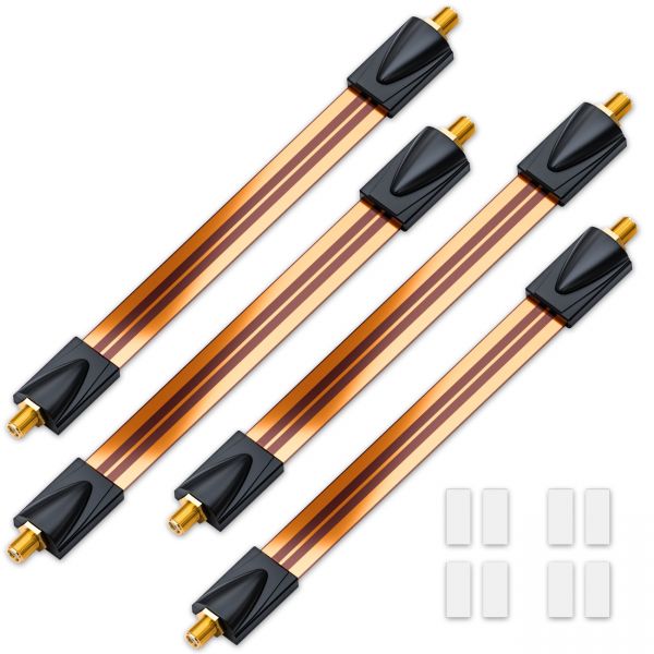 deleyCON 4x Fensterdurchführungen SAT Kabel 17cm flexibel / 26cm Länge - Kupfer