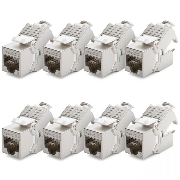 deleyCON 8x CAT8 Keystone Jack Modul Patchkabel Netzwerkkabel Verbinder RJ45