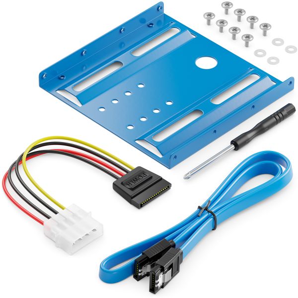 deleyCON Einbaurahmen für 2,5" Festplatten/SSD's 3,5" Adapter Halterung Blau