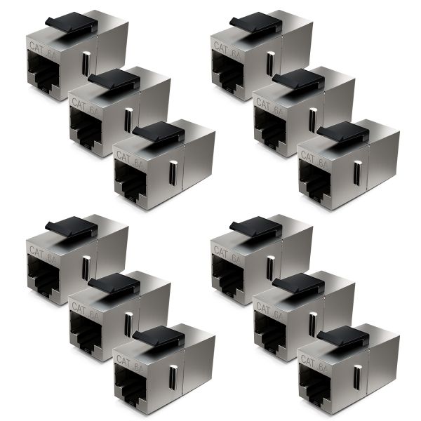 deleyCON 12 CAT6a Keystone Modul Patchkabel Kupplung Verbinder Geschirmt 2X RJ45