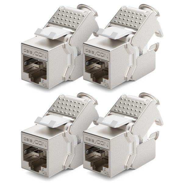 deleyCON 4x Keystone Modul CAT 6a Jack / vollgeschirmt STP / werkzeugfrei / RJ45