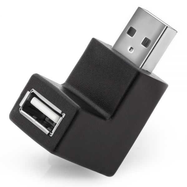 deleyCON USB 2.0 Winkel Adapter - 90° Grad Winkeladapter - A-Stecker zu A-Buchse