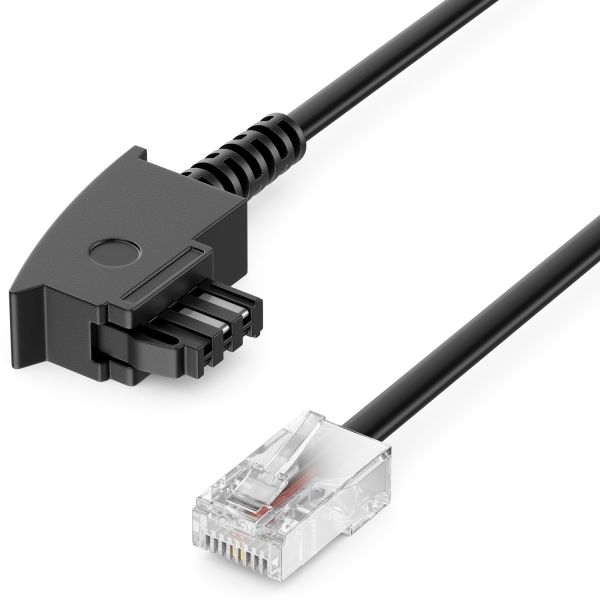 deleyCON 50m TAE Anschlusskabel Routerkabel TAE-F auf RJ45 Stecker DSL Schwarz