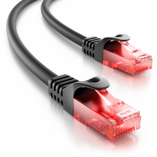 deleyCON 3,0m CAT6 Outdoor-Patchkabel (250MHz, LDPE-Mantel) schwarz