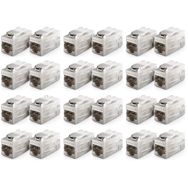 deleyCON 24x CAT 7 Kupplung Keystone Metall 2x RJ45 Buchse Nutzbar als Keystone