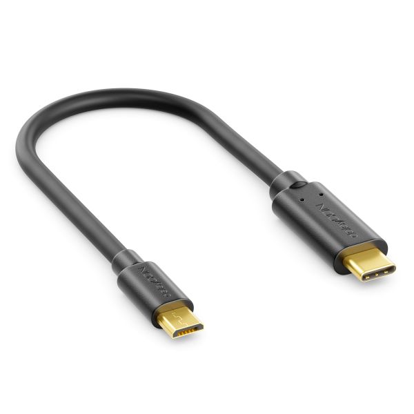 deleyCON 0,15m USB C Kabel Datenkabel Ladekabel USB 2.0 micro USB zu USB-C Handy