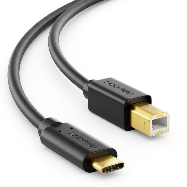 deleyCON 5m USB C Kabel Datenkabel USB 2.0 USB-B zu USB-C Computer Drucker HDD